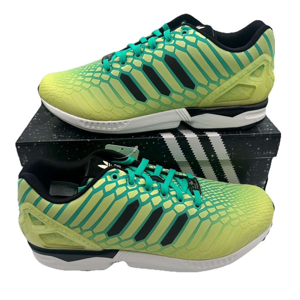 Adidas ZX Flux Xeno Shoes Mens 8.5 Frozen Yellow Glow in the Dark Sneaker AQ8212
